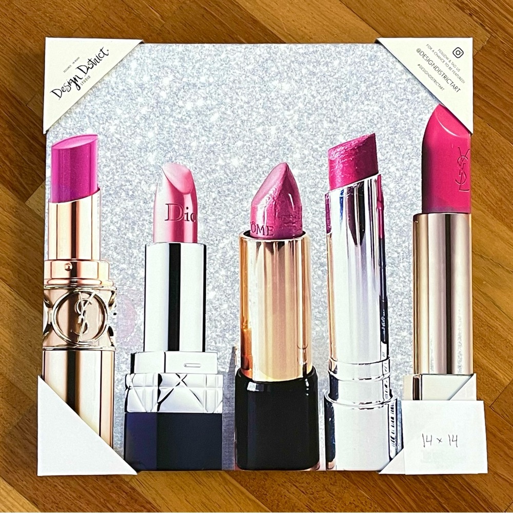 DESIGN DISTRICT STUDIO Luxury Wall Art Print DIOR YSL Lipsticks Canvas 14x14 NEW